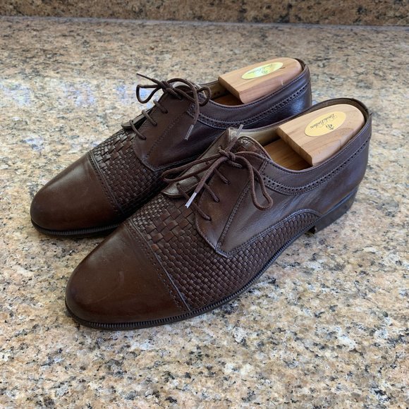 Vintage Bally Brown Leather Basket Weave Loafers main image 5